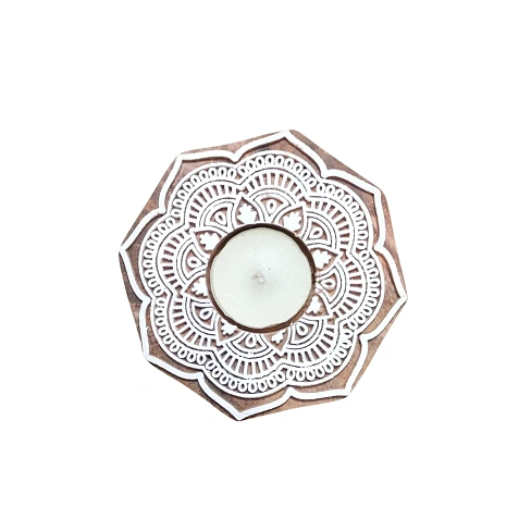 WOODEN T LIGHT HOLDER